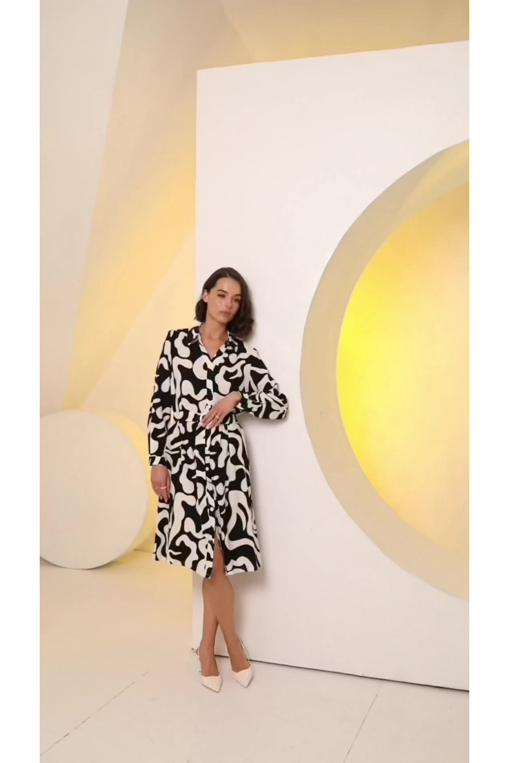 Платье 6606 Черный-белый